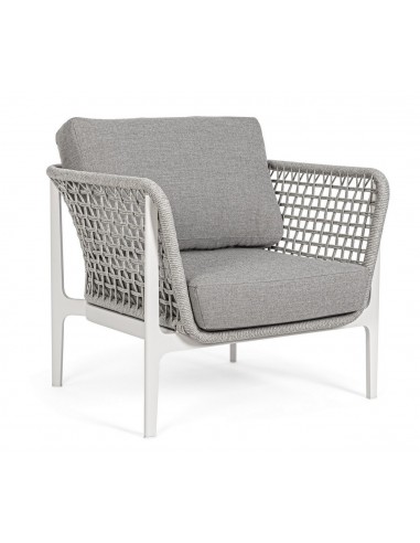 Lounge havestol i aluminium, reb og akryl H85 cm - Hvid/Lysegrå