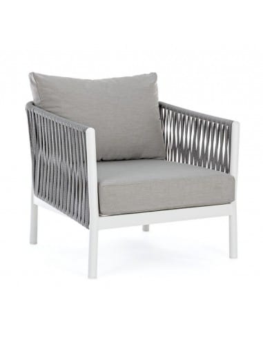 Lounge havestol i aluminium, tetoron og olefin B80 cm - Hvid/Lysegrå
