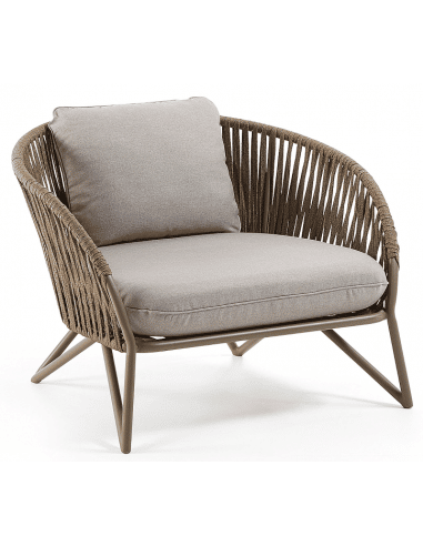 BRANZIE lounge havestol i aluminium og reb H77 cm - Brun/Grå