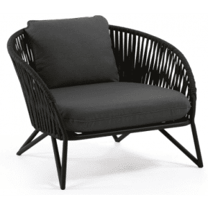BRANZIE lounge havestol i aluminium og reb H77 cm - Sort/Mørkegrå