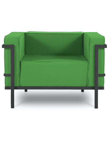Cannes udendørs lounge havestol i stål og polyester B100 x D70 cm - Antracit/Grøn