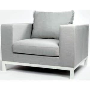 Square loungestol i aluminium og sunbrella quick dry polyester 104 x 86 cm - Hvid/LysegrÃ¥