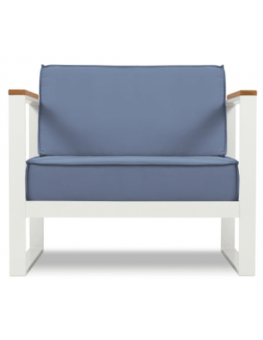 Tahiti udendørs lounge havestol i stål og polyester B90 x D85 cm - Hvid/Lyseblå