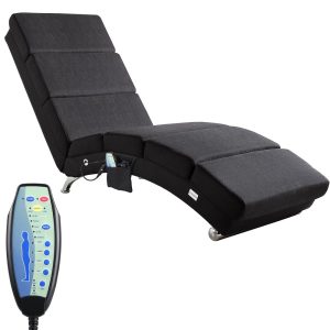 Massagestol Chaise Lounge, AnthracitegrÃ¥, med massage- og varmefunktion