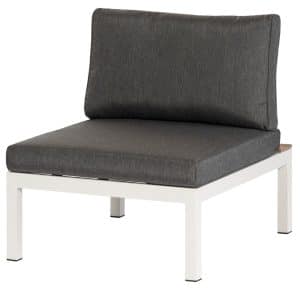 EXOTAN La Vida midter loungesofa - antracitgrå stof, teak og hvid aluminium