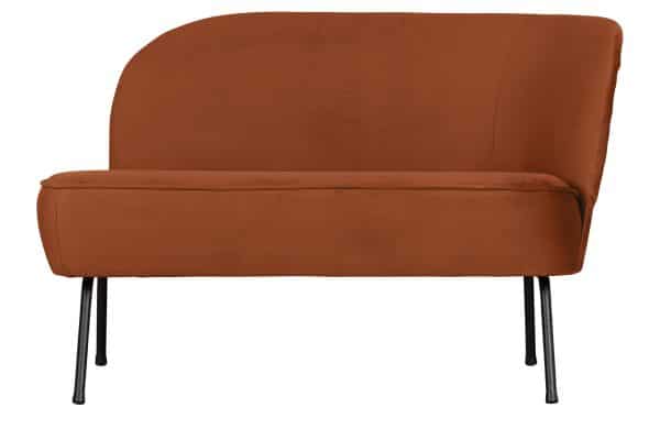BEPUREHOME Vogue lounge lænestol, højre - rust fløjl polyester og sort metal