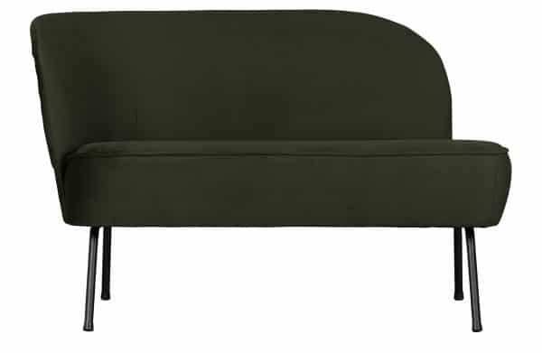 BEPUREHOME Vogue lounge lænestol, venstre - mørkegrøn fløjl polyester og sort metal