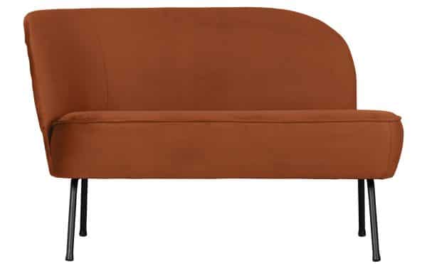 BEPUREHOME Vogue lounge lænestol, venstre - rust fløjl polyester og sort metal
