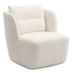 Elliot lounge drejestol, m. armlæn - elfenben polyester stof