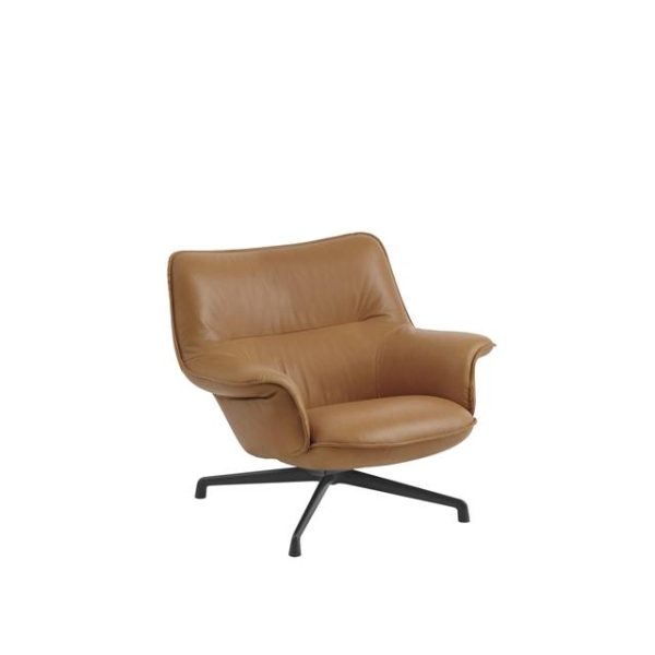 Muuto Doze Lænestol Lav Ryg Refine Leather Cognac/Anthracite Black