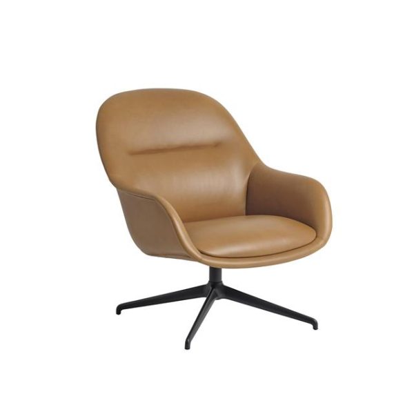 Muuto Fiber Lænestol Med Swivel Cognac Læder/Antracit