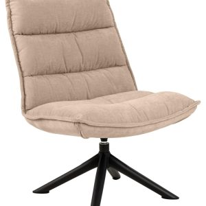 ACT NORDIC Blizzard lounge stol, Danny stof beige 3, 4-stjernet Stel mat sort ru pulverlakeret stål med drejefunktion og horisontal syning, 70x80x98 cm