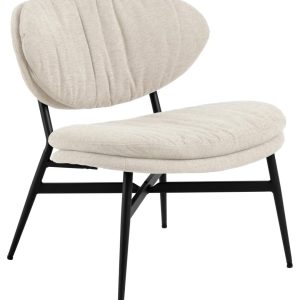 ACT NORDIC Burma lounge stol, Apia stof beige 453, Stel mat sort ru pulverlakeret stål, 70x73x76 cm