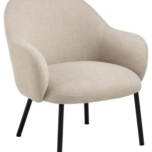 ACT NORDIC Spencer lounge stol, Basel stof beige 24, Stel mat sort ru pulverlakeret stål, 70x75x75 cm