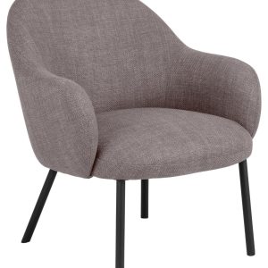 ACT NORDIC Spencer lounge stol, Basel stof lys gråbrun 34, Stel mat sort ru pulverlakeret stål, 70x75x75 cm
