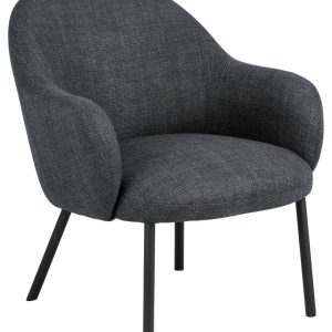 ACT NORDIC Spencer lounge stol, Basel stof mørkegrå 19, Stel mat sort ru pulverlakeret stål, 70x75x75 cm