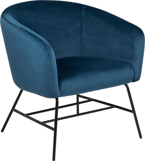 Belindra, Lounge stol, Marineblå, Vic stof (H: 76 x B: 72 x D: 67)