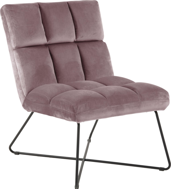 Belisse, Lounge stol, Støvet rose, Vic stof (H: 90 x B: 62 x D: 86)