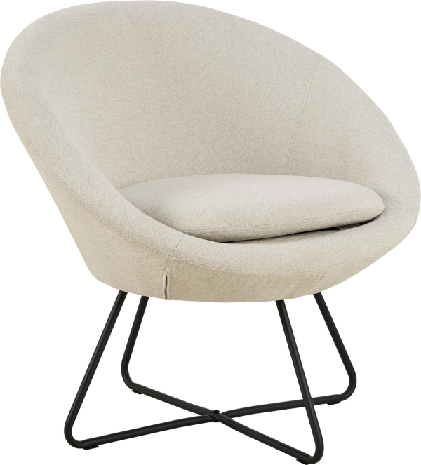 Helissa, Lounge stol, Beige, Apia stof (H: 81 x B: 82 x D: 71)