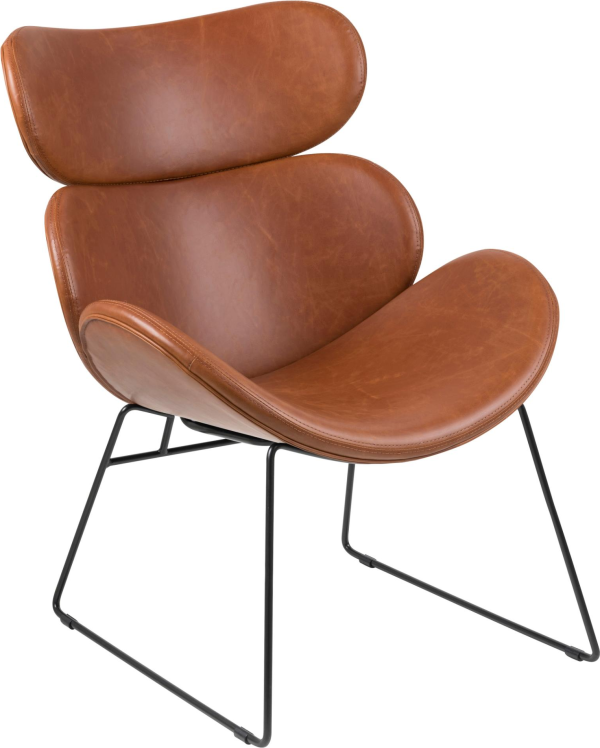 Inaya, Lounge stol, Brandy/Sort, PU vintage (H: 90,5 x B: 69 x D: 78,5)