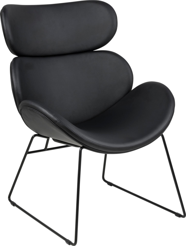 Inaya, Lounge stol, Sort, PU-læder (H: 90,5 x B: 69 x D: 78,5)