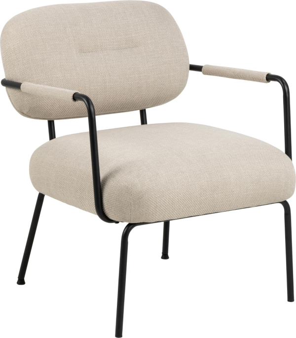 Quinelle, Lounge stol, Beige, Basel stof (H: 79,5 x B: 66 x D: 72)