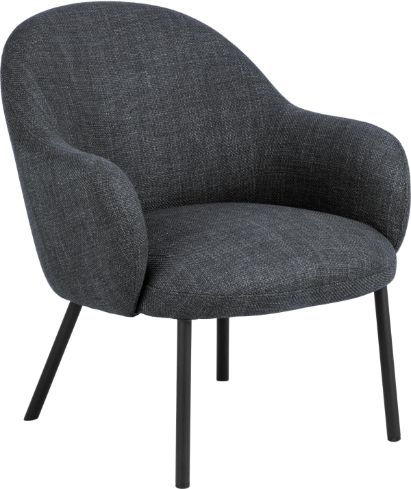 Wynette, Lounge stol, Mørkegrå, Basel stof (H: 75 x B: 70 x D: 75)