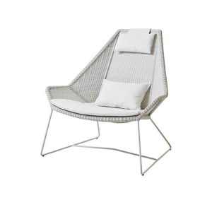 Cane-Line Breeze highback havestol - hvid/grå med hynde i hvid