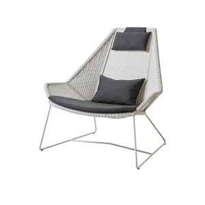 Cane-Line Breeze highback havestol - hvid/grå med hynde i sort