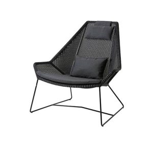 Cane-Line Breeze highback havestol - sort med hynde i sort