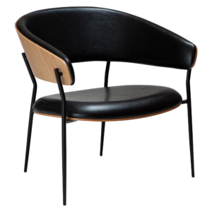 DAN-FORM CRIB Lounge Chair Vintage sort kunst. læder og egefiner m. sorte metal ben