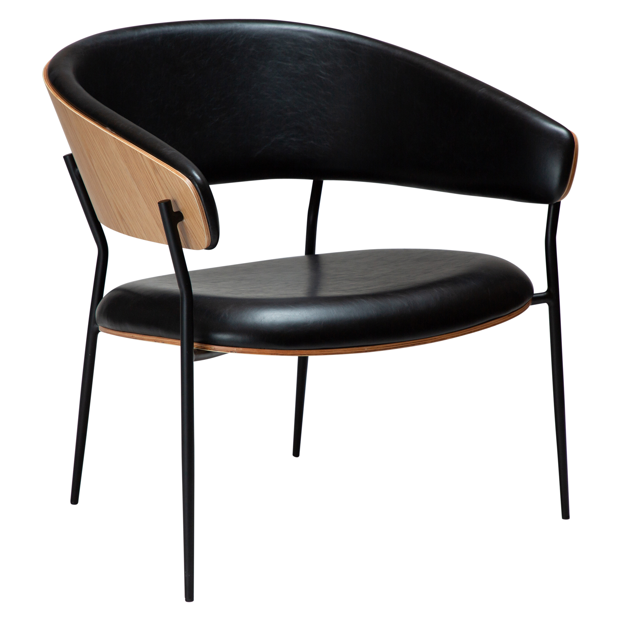 DAN-FORM CRIB Lounge Chair Vintage sort kunst. læder og egefiner m. sorte metal ben