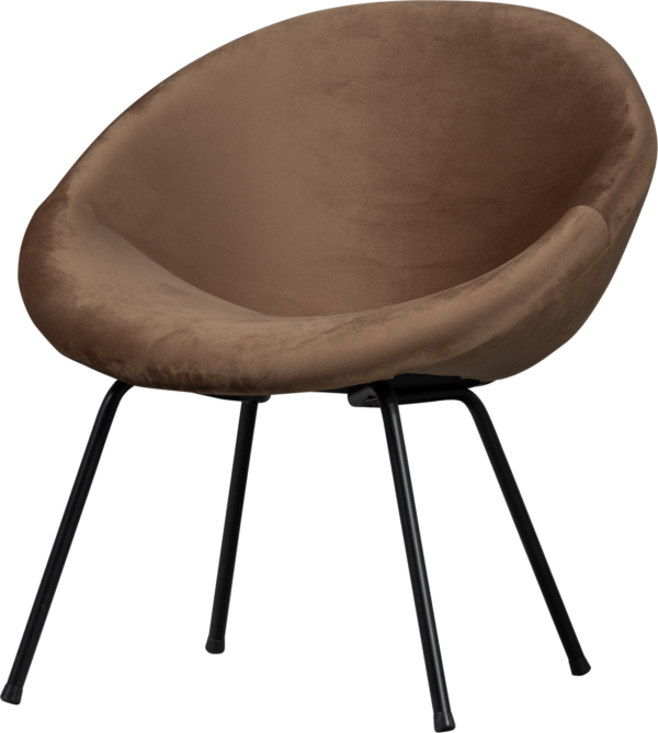 Lænestol WOOOD Collection Moly toffee mat velvet H74xB75xD76 cm lounge-stol