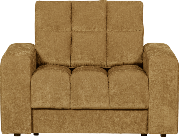 Lænestol WOOOD Second Date gul polyesterstof lounge stol H78xB99xD103 cm