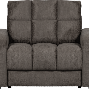 Lænestol WOOOD Second Date i grå velour - luksuriøs lounge stol H78xB103xL99 cm