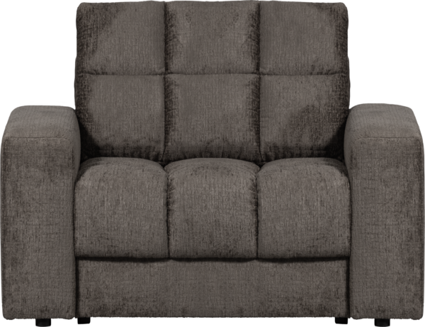 Lænestol WOOOD Second Date i grå velour - luksuriøs lounge stol H78xB103xL99 cm