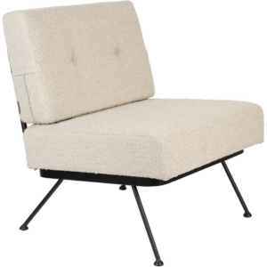 Loungestol/lounge stol Zuiver Bowie lysgrå bouclé - kubistisk retro design, kompakt D73,5 x B68 x H83 cm, stålramme