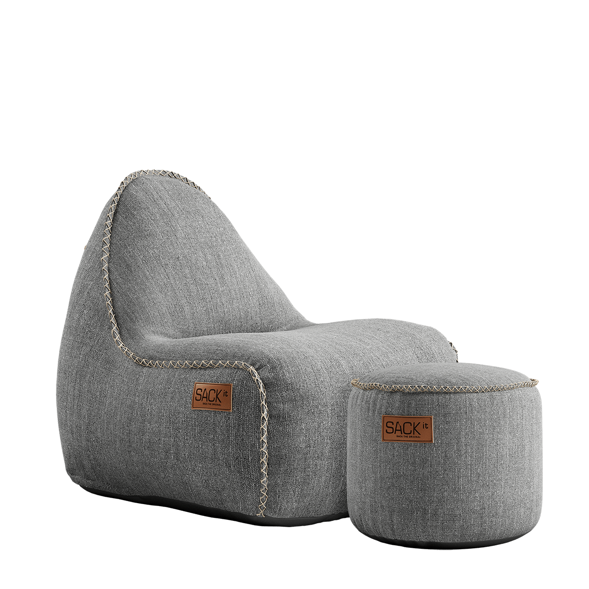 Cobana Junior Lounge Chair & Pouf - Light Grey