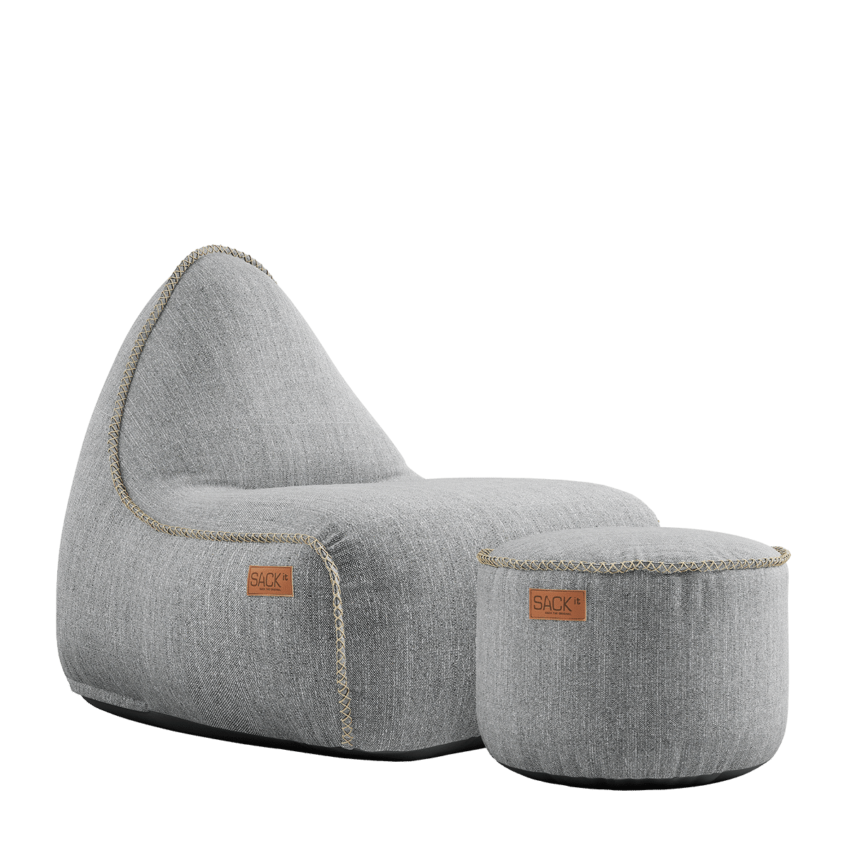 Cobana Lounge Chair & Pouf - Sand Melange (Linen stitches)