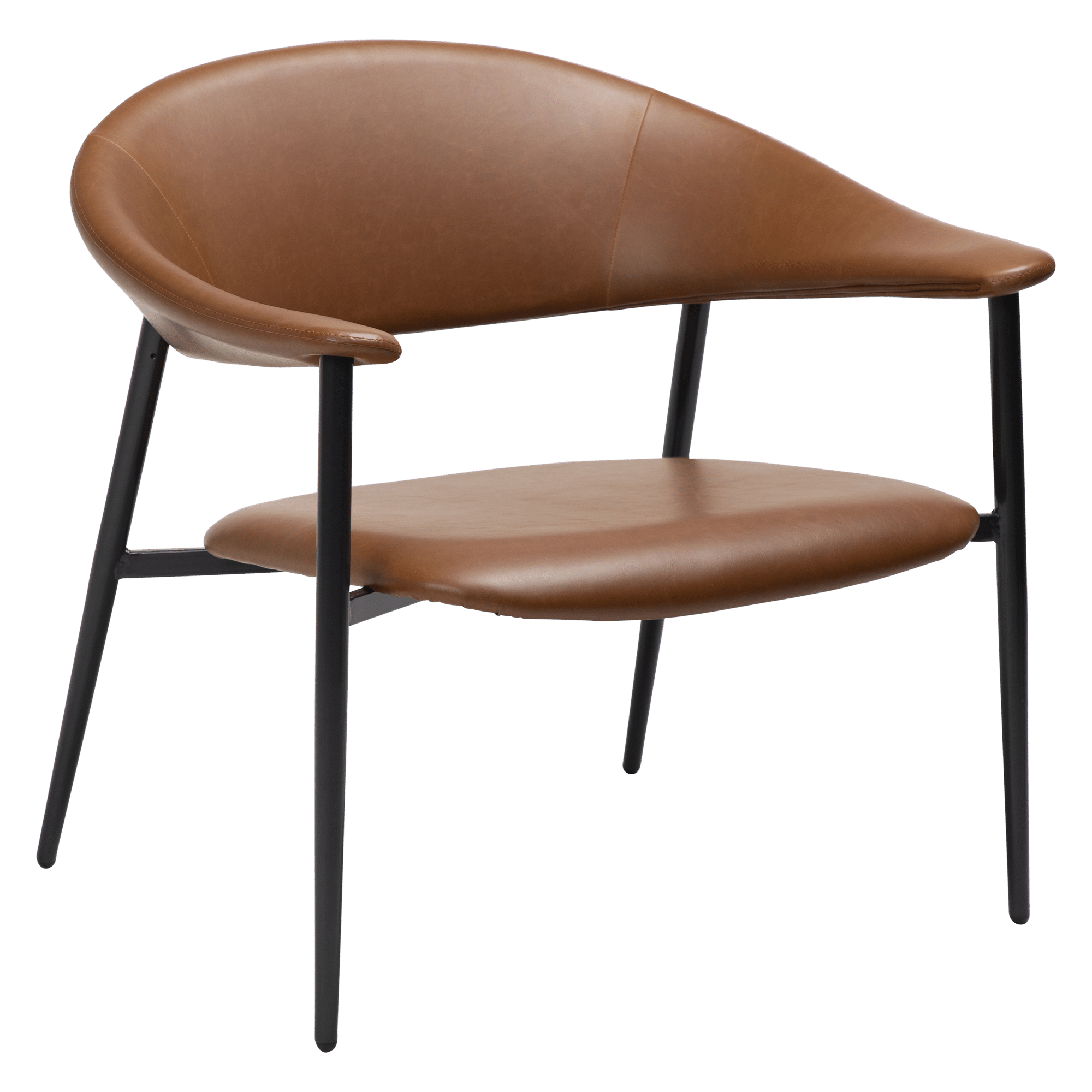 DAN-FORM ROVER loungestol, m. armlæn - Vintage lysebrun kunstlæder med sorte ben