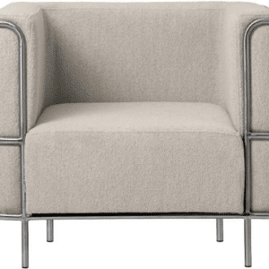 Loungestol/lænestol Kristina Dam Modernist beige bouclé med rustfrit stål