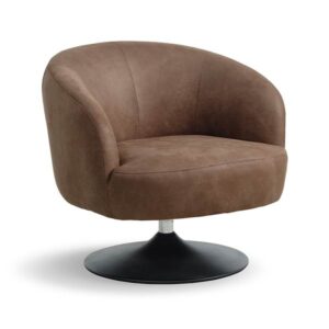 Conrad lounge chair - Almond - Læder - Metal trumpetfod/sort