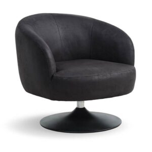 Conrad lounge chair - Onyx black - Læder - Metal trumpetfod/sort