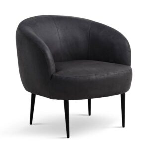 Conrad lounge chair - Onyx black - Læder - Sort metal