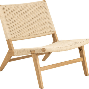 Loungestol Signature Cason, lænestol i off-white papirflet med stel i mat eg, H72xB63xD50 cm