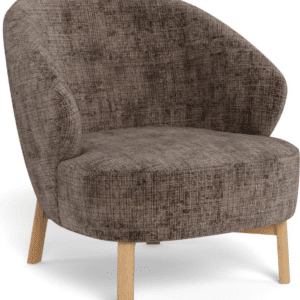 Loungestol Signature Dalia - lænestol, støvet brun Juto-stof, egebejdset gummitræsstel, H78xB74xD54,5 cm