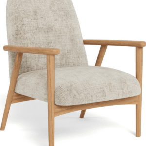 Loungestol lænestol Signature Aukra, beige Juto-stof og stel i mat eg med pocket-fjedre