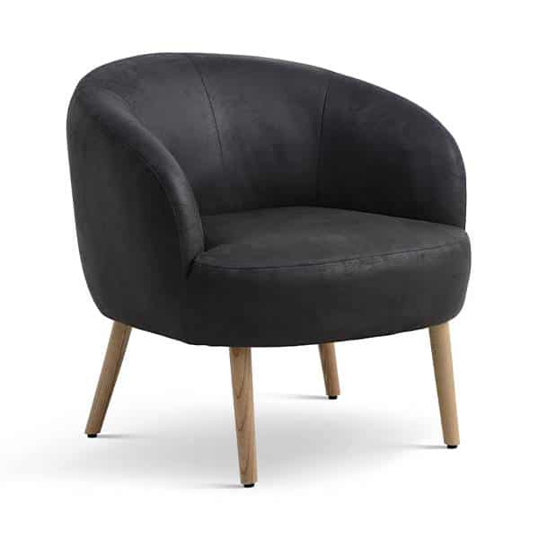 Erling Christensen Møbler Conrad lounge chair - Onyx black - Læder - Natur træ : Erling Christensen Møbler : Erling Christensen Møbler